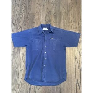 Columbia Sportswear Button-Down Short Sleeve Shirt Blue Men's Size M 100% Cotton
